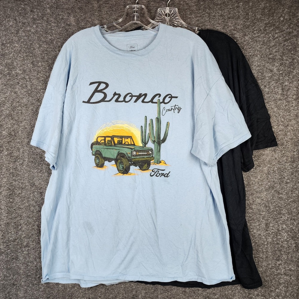 Ford Bronco T-Shirt Lot Mens 2XL Blue Black Graphic Desert Logo 2 Pack
